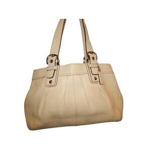 Y2K Coach F13733 Soho Leather Large Tote Shoulder Bag Purse Cream Thick Stitch